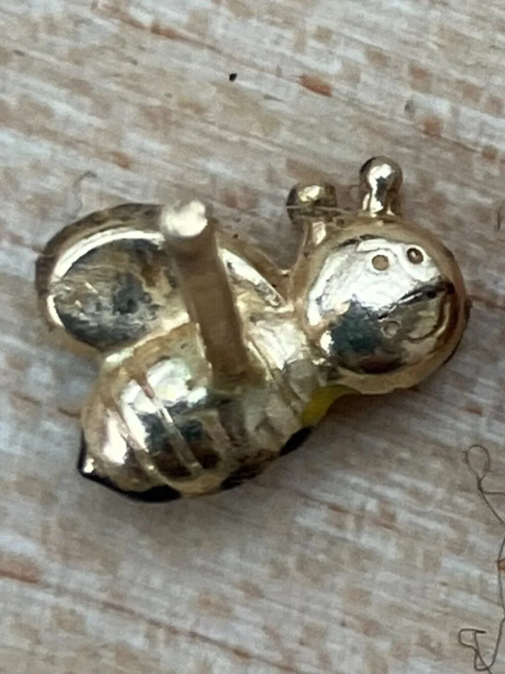 Vintage 14K Gold Italian Ladybug & Enamel Bee Mismatched Studs - Signed